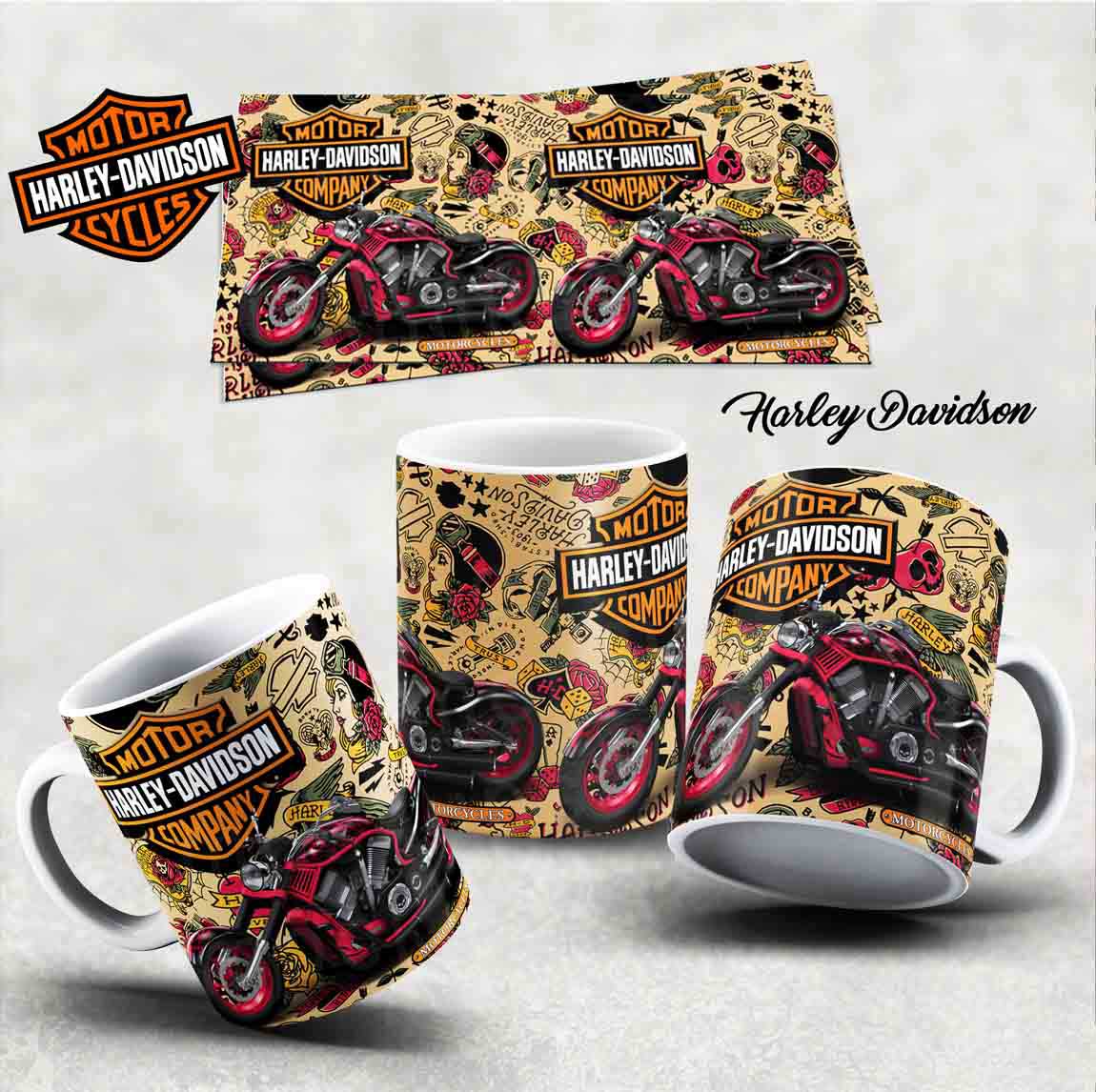 Hrneček s motivem-  Harley Davidson 14