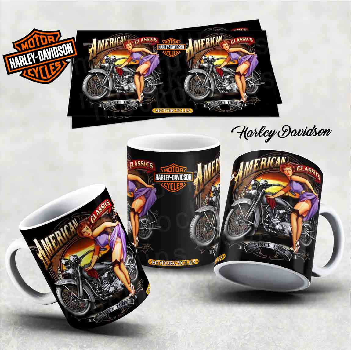 Hrneček s motivem-  Harley Davidson 6