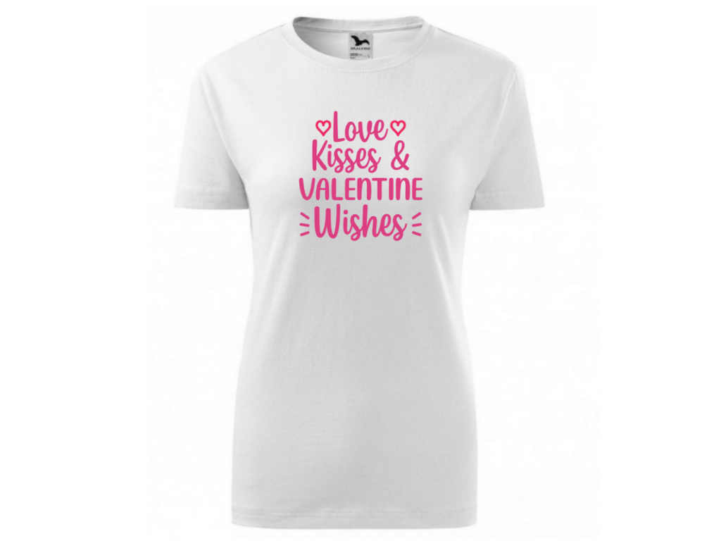 Dámské bílé tričko -Loves Kisses valentines wishes 2