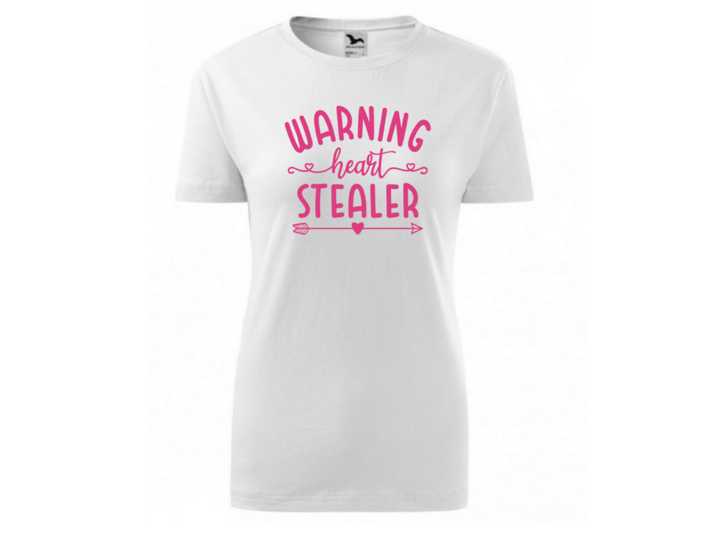 Dámské bílé tričko -Warning- heart steeler 1