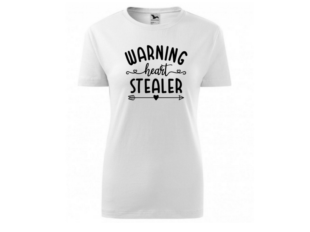 Dámské bílé tričko -Warning- heart steeler 2